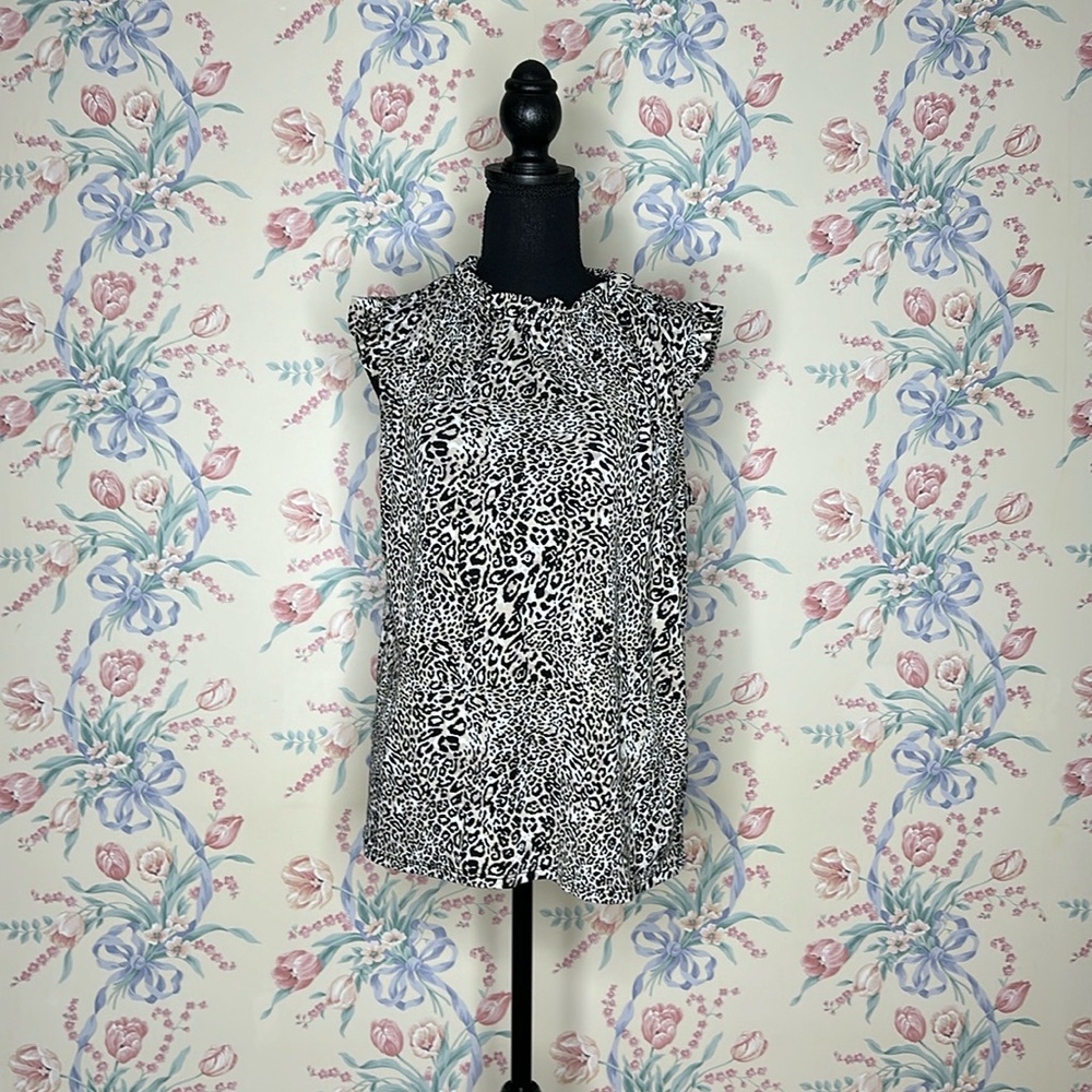 ADRIANNA PAPELL MEDIUM LEOPARD STRETCHY BLOUSE